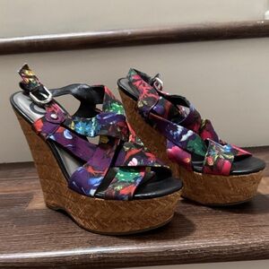 Guess Floral Wedge Sandals